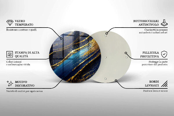 Tagliere in vetro temperato Astrazione blu navy