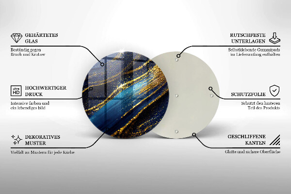 Tagliere in vetro temperato Astrazione blu navy