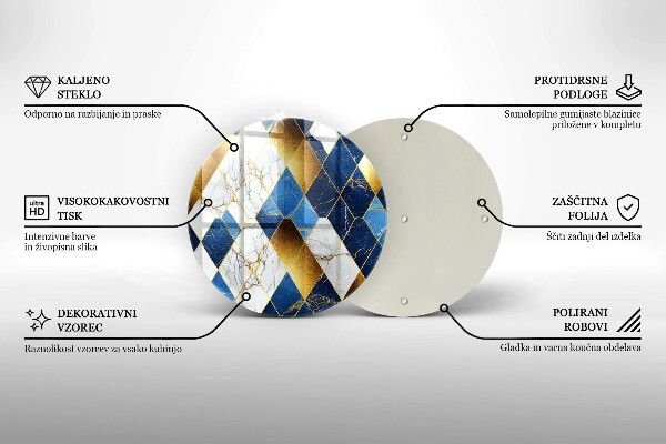 Tagliere in vetro temperato Rombi di marmo dorato
