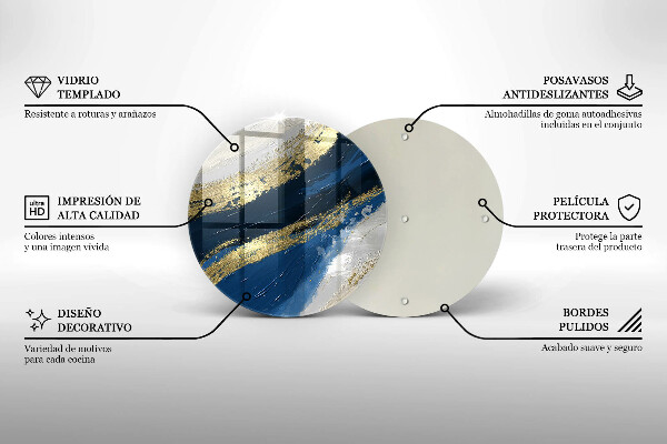 Tagliere in vetro temperato Texture con oro