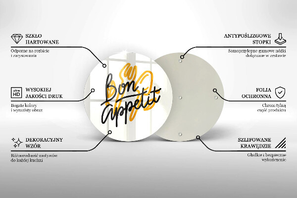 Tagliere in vetro temperato Iscrizione Bon Appetit