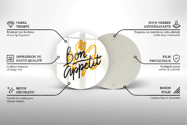 Tagliere in vetro temperato Iscrizione Bon Appetit