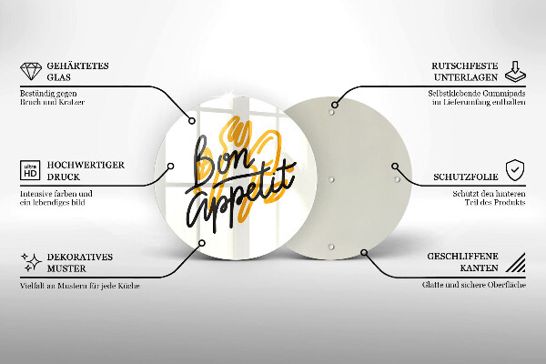 Tagliere in vetro temperato Iscrizione Bon Appetit