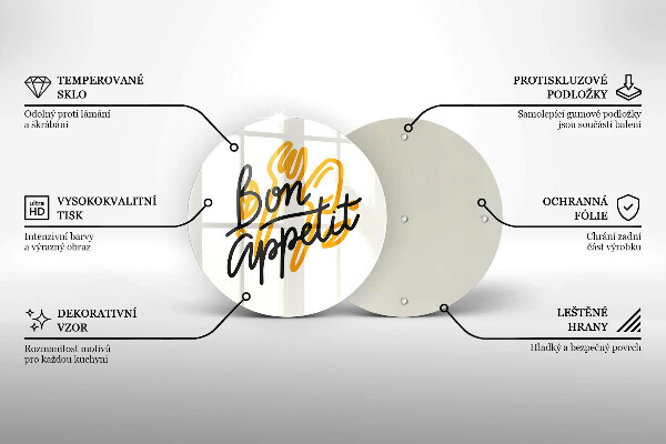 Tagliere in vetro temperato Iscrizione Bon Appetit