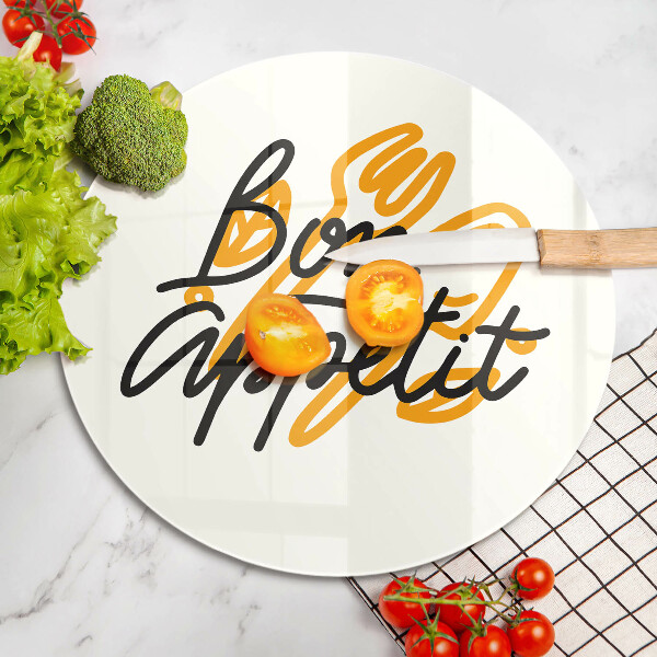Tagliere in vetro temperato Iscrizione Bon Appetit