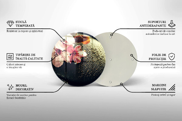 Tagliere in vetro temperato Fiori pietre zen