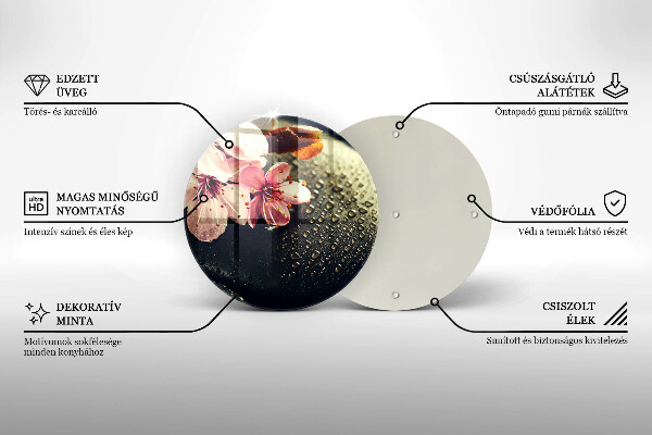 Tagliere in vetro temperato Fiori pietre zen