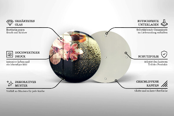 Tagliere in vetro temperato Fiori pietre zen