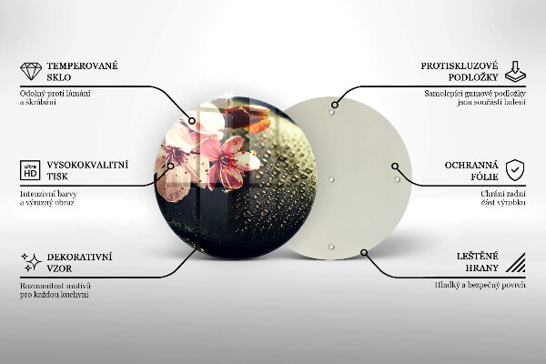 Tagliere in vetro temperato Fiori pietre zen