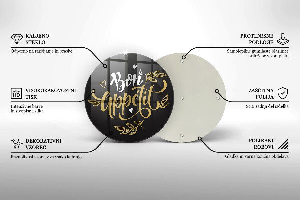 Tagliere in vetro temperato Iscrizione Bon Appetit