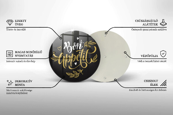 Tagliere in vetro temperato Iscrizione Bon Appetit