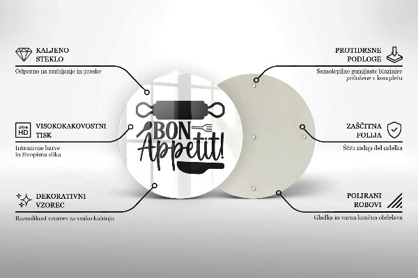 Tagliere in vetro temperato Iscrizione Bon Appetit