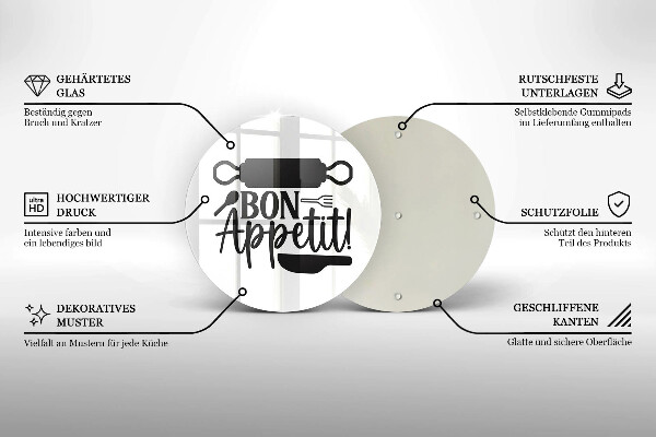Tagliere in vetro temperato Iscrizione Bon Appetit