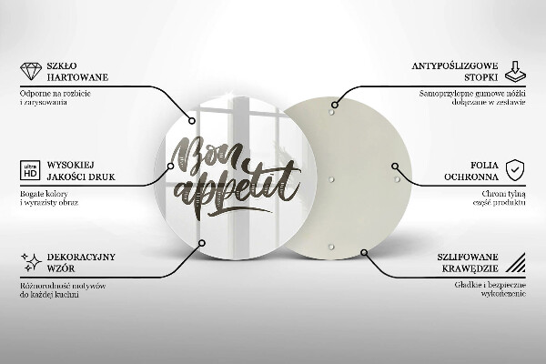 Tagliere in vetro temperato Iscrizione Bon Appetit