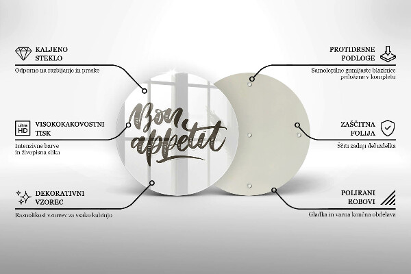 Tagliere in vetro temperato Iscrizione Bon Appetit