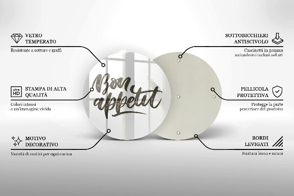 Tagliere in vetro temperato Iscrizione Bon Appetit