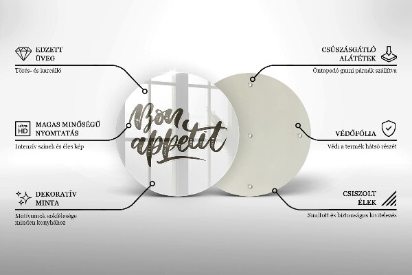 Tagliere in vetro temperato Iscrizione Bon Appetit