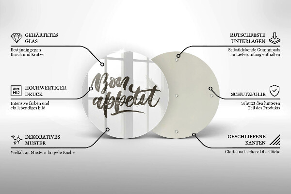 Tagliere in vetro temperato Iscrizione Bon Appetit