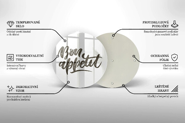 Tagliere in vetro temperato Iscrizione Bon Appetit