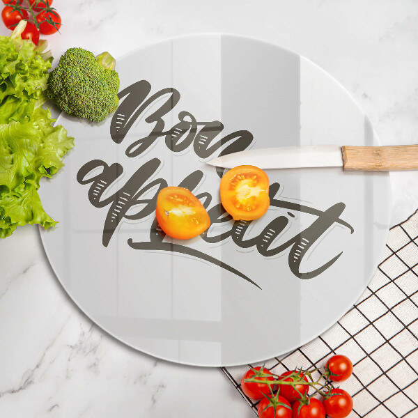 Tagliere in vetro temperato Iscrizione Bon Appetit
