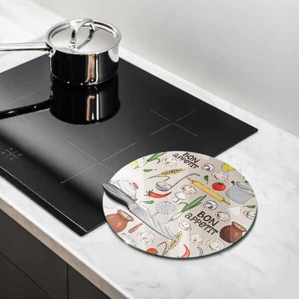 Tagliere in vetro temperato Illustrazione della cucina