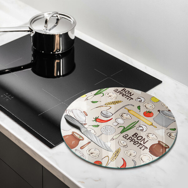Tagliere in vetro temperato Illustrazione della cucina