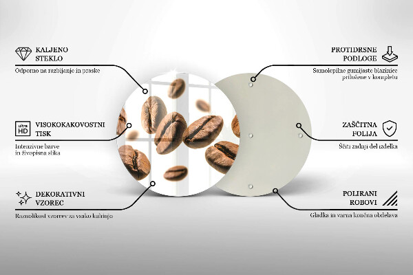 Tagliere in vetro temperato Chicchi di caffè