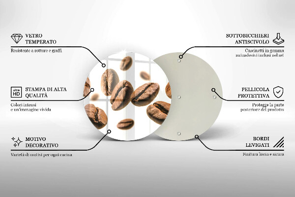 Tagliere in vetro temperato Chicchi di caffè
