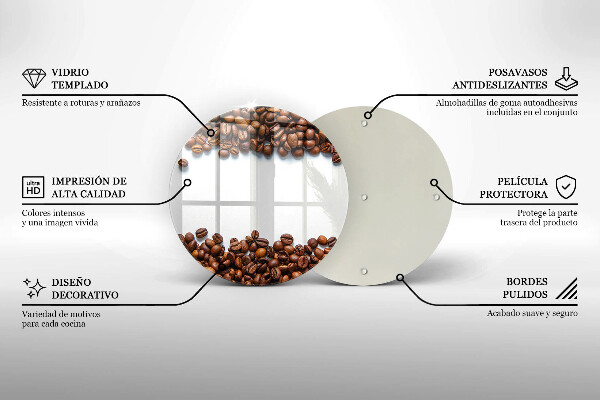 Tagliere in vetro temperato Chicchi di caffè