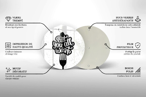 Tagliere in vetro temperato Eat all you want