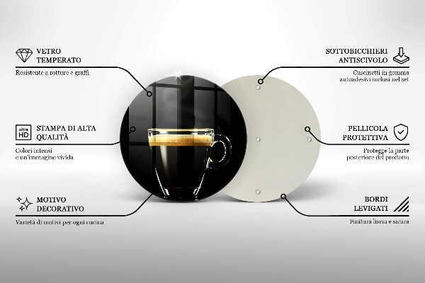 Tagliere in vetro temperato Un bicchiere di caffè nero