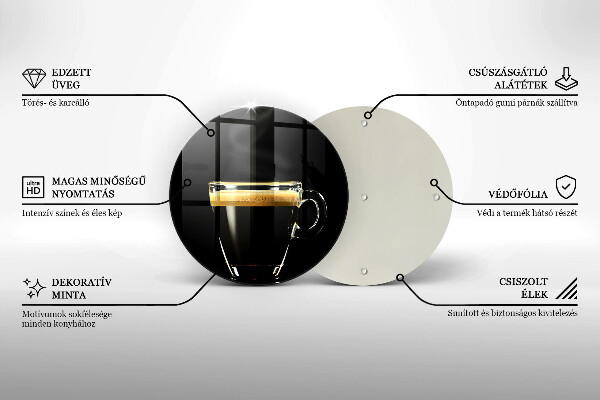 Tagliere in vetro temperato Un bicchiere di caffè nero