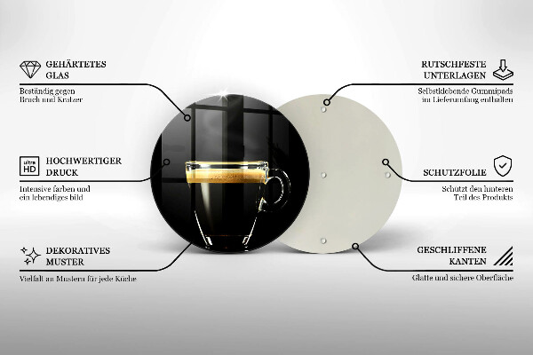 Tagliere in vetro temperato Un bicchiere di caffè nero