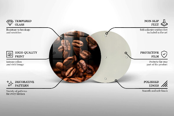 Tagliere in vetro temperato Chicchi di caffè marroni
