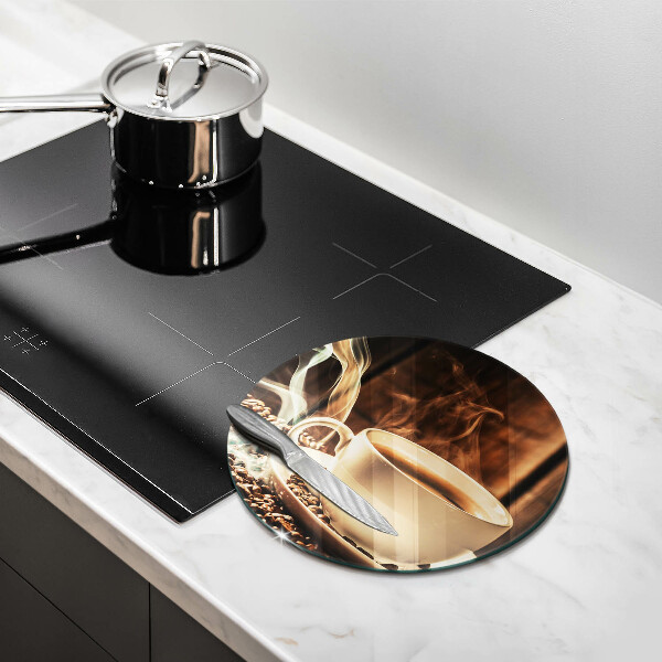 Tagliere in vetro temperato Tazza e chicchi di caffè