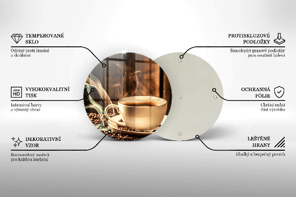 Tagliere in vetro temperato Tazza e chicchi di caffè