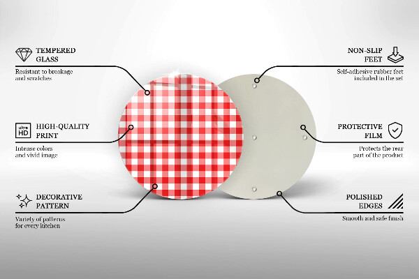 Tagliere in vetro temperato Motivo a quadretti rossi e bianchi