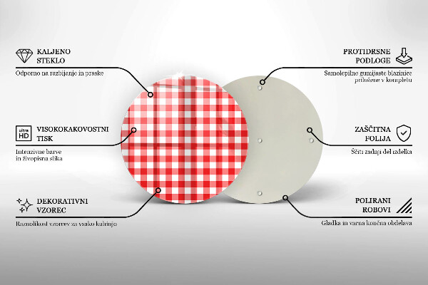 Tagliere in vetro temperato Motivo a quadretti rossi e bianchi