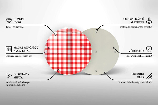 Tagliere in vetro temperato Motivo a quadretti rossi e bianchi