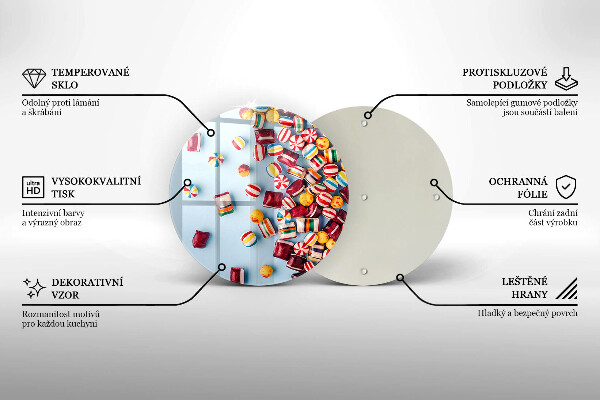 Tagliere in vetro temperato Caramelle colorate