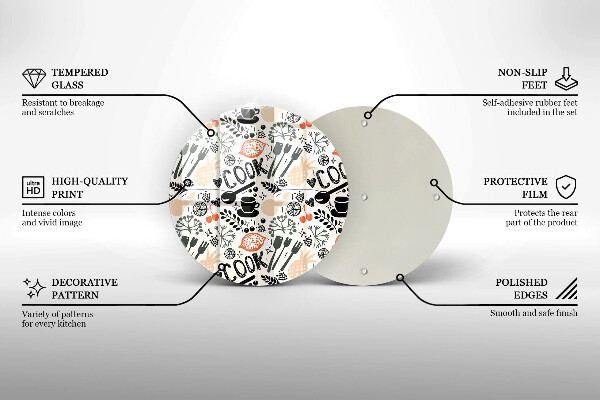 Tagliere in vetro temperato Motivo della cucina dei cartoni animati