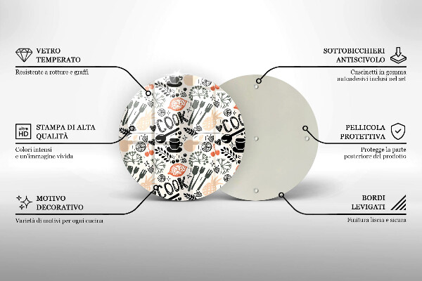 Tagliere in vetro temperato Motivo della cucina dei cartoni animati