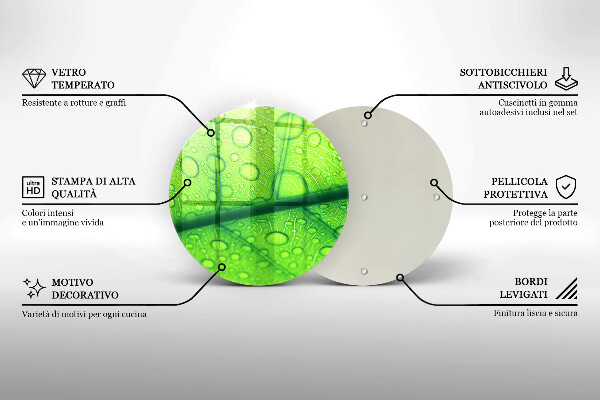 Tagliere in vetro temperato Primo piano di una foglia