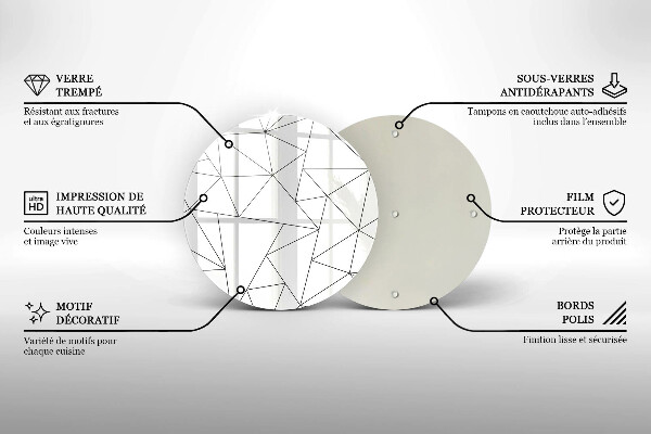 Tagliere in vetro temperato Triangoli bianchi