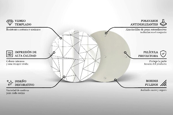 Tagliere in vetro temperato Triangoli bianchi