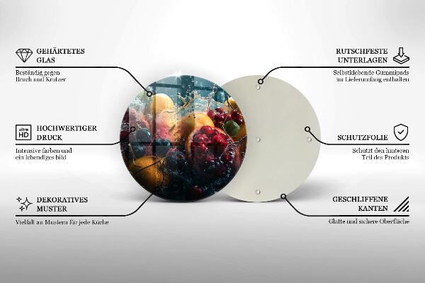 Tagliere in vetro temperato Frutta in acqua