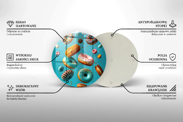 Tagliere in vetro temperato Ciambelle colorate