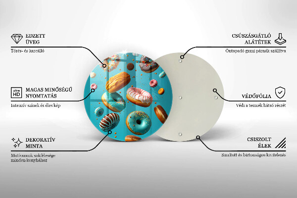 Tagliere in vetro temperato Ciambelle colorate