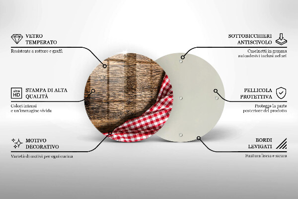 Tagliere in vetro temperato Tavolo di legno