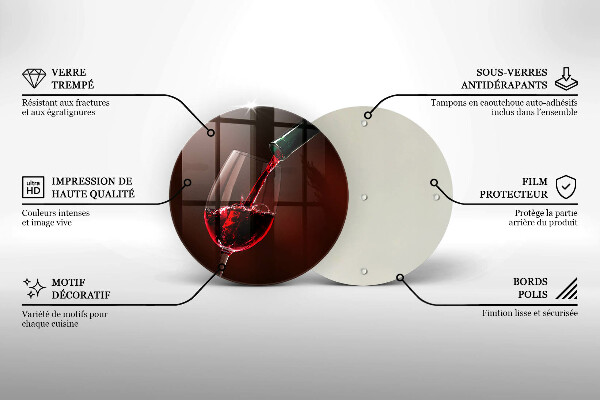 Tagliere in vetro temperato Un bicchiere di vino